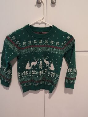 Green Holiday Reindeer Crewneck Sweater - Men